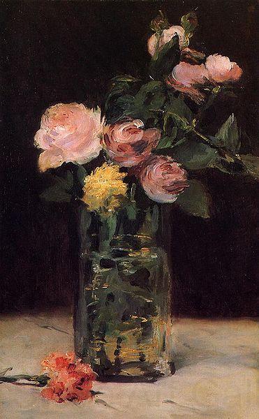 Edouard Manet Roses in a Glas Vase Norge oil painting art